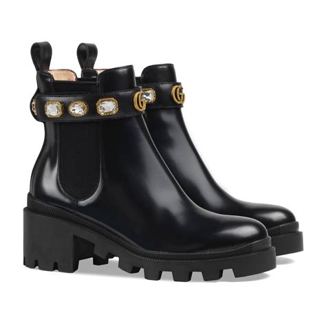 gucci leather ankle boot with belt price|gucci black leather ankle boots.